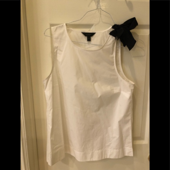 White top black bow tie on shoulder J Crew - Picture 2 of 2